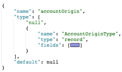 Avro oneOf with null and record type name schema