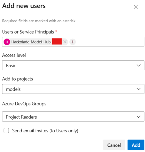 Azure DevOps Org - add user screen