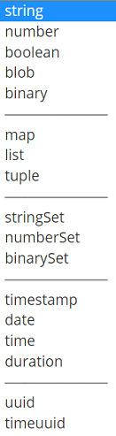 ScyllaDB data types