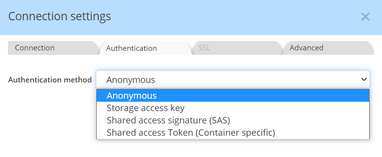 Cloud Storage - Azure anonymous auth