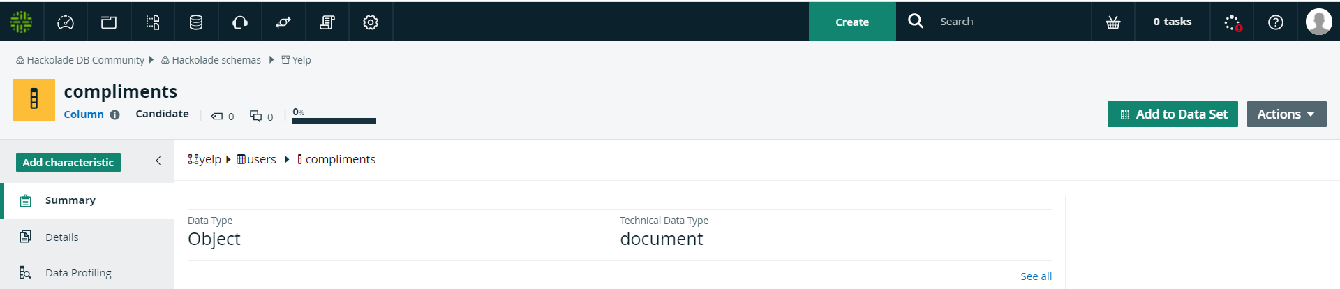 Collibra data type view