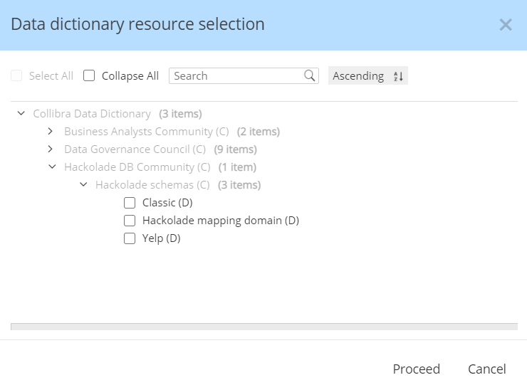 Collibra resource selection