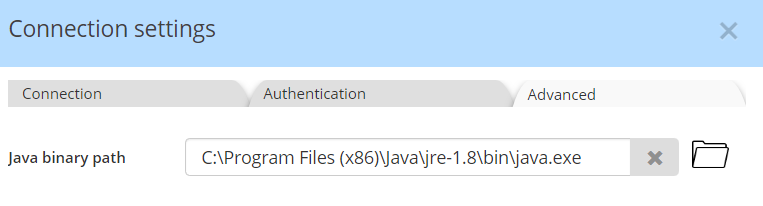 Db2 advanced settings Java binary path