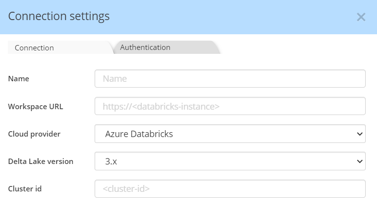 Delta Lake Databicks connection settings