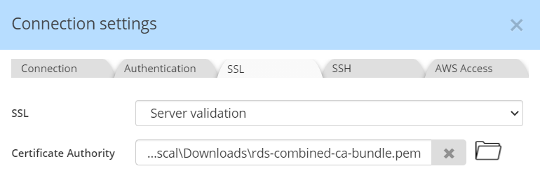 DocumentDB SSL tab