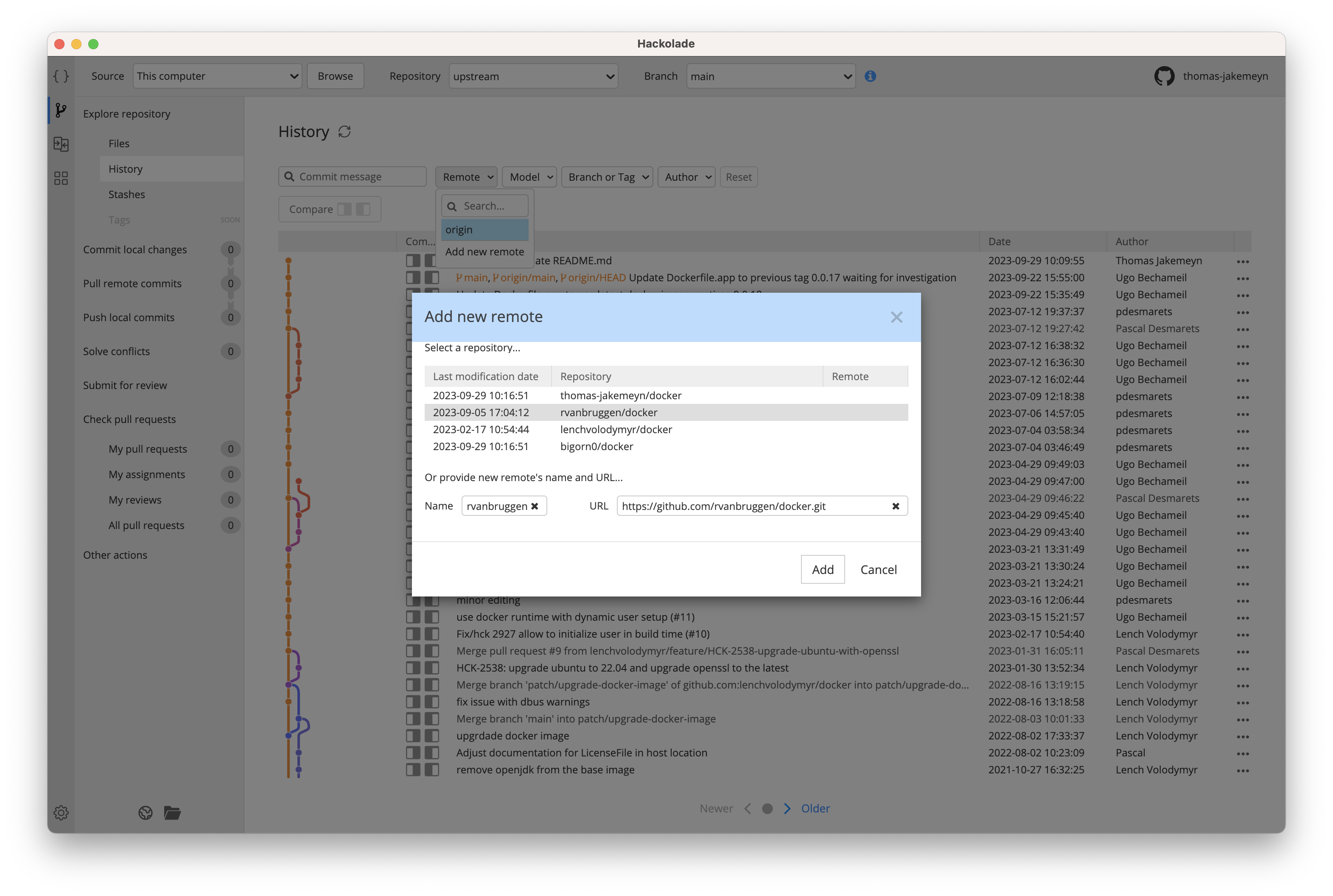 Innersource Fork and Pull - compare a repo with one of its forks