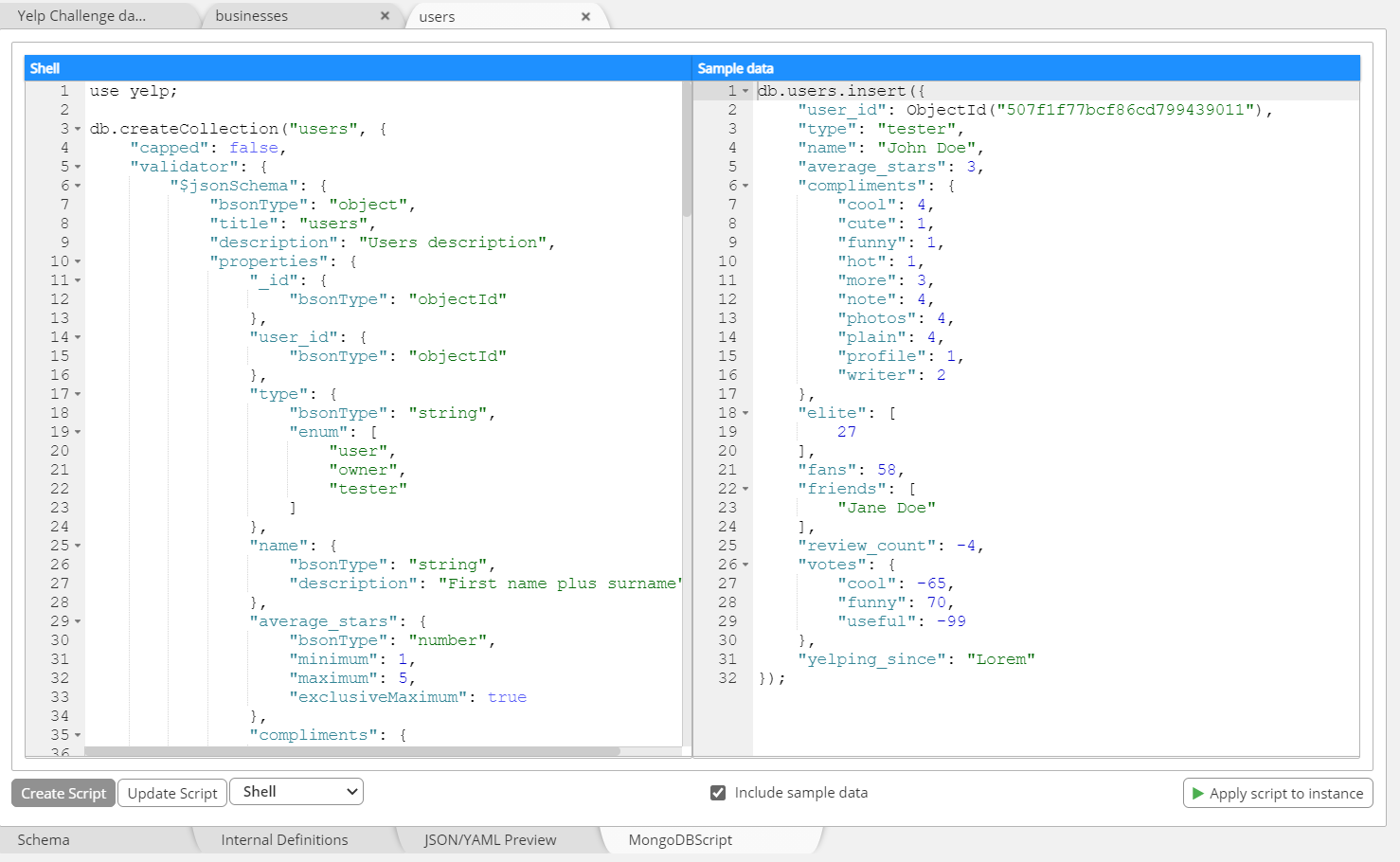 Forward-Engineering - MongoDB Script