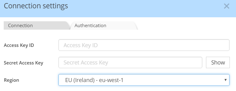 Glue data catalog connection settings