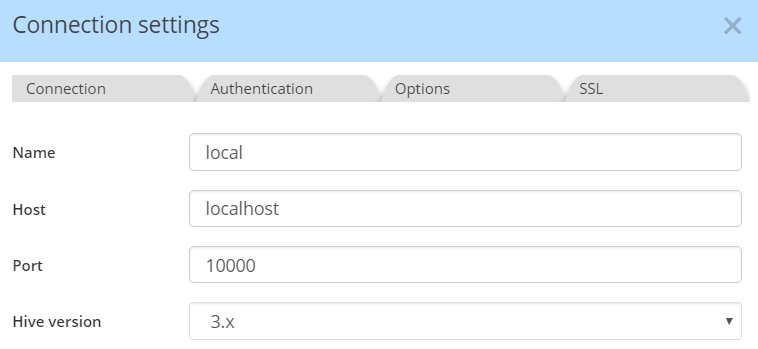 Hive - Connection settings