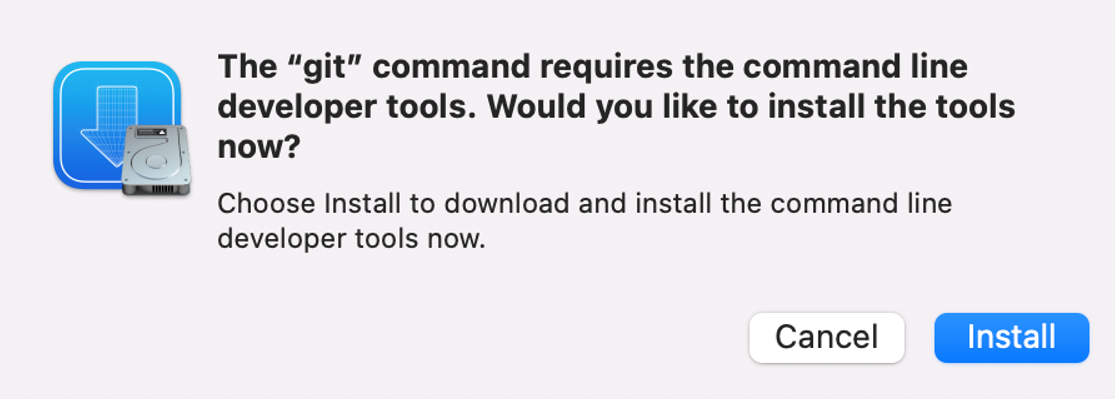 Mac Git command line developer tools install