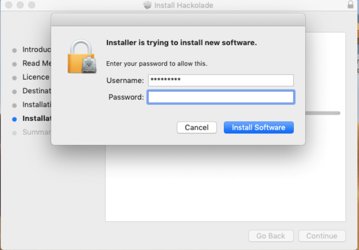 Mac install - admin password