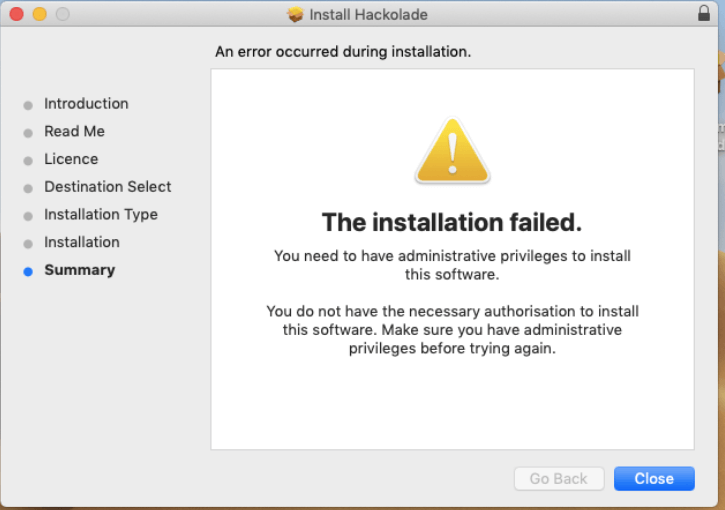 Mac install - failed