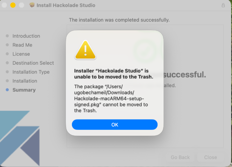 Mac install move to trash error
