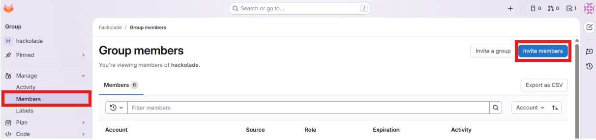 Model Hub GitLab Group Members list