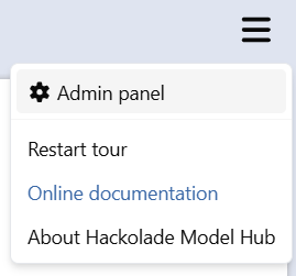 Model Hub menu