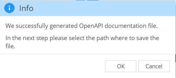 Model-driven API generation doc info dialog