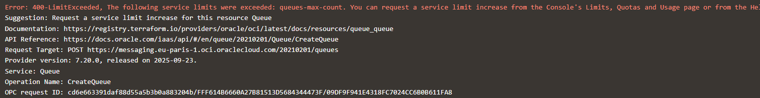OCI Hub create stack troubleshooting job fail