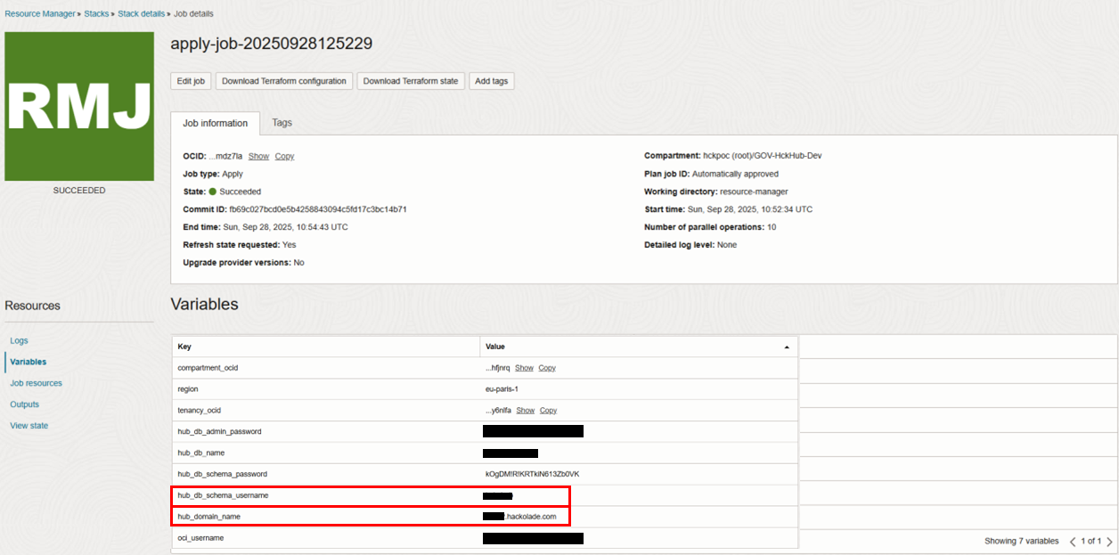 OCI Resources Manager Variables