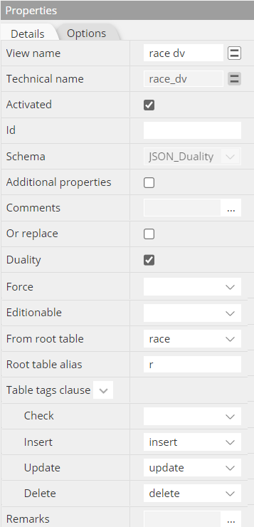 Oracle duality view properties