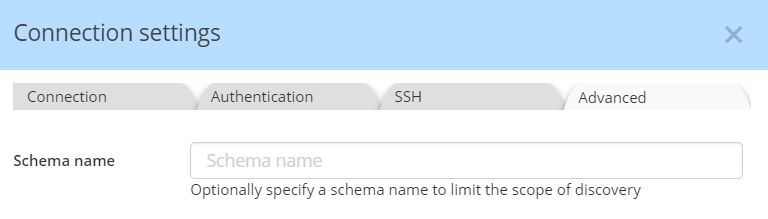 Oracle connection advanced limit scope discov