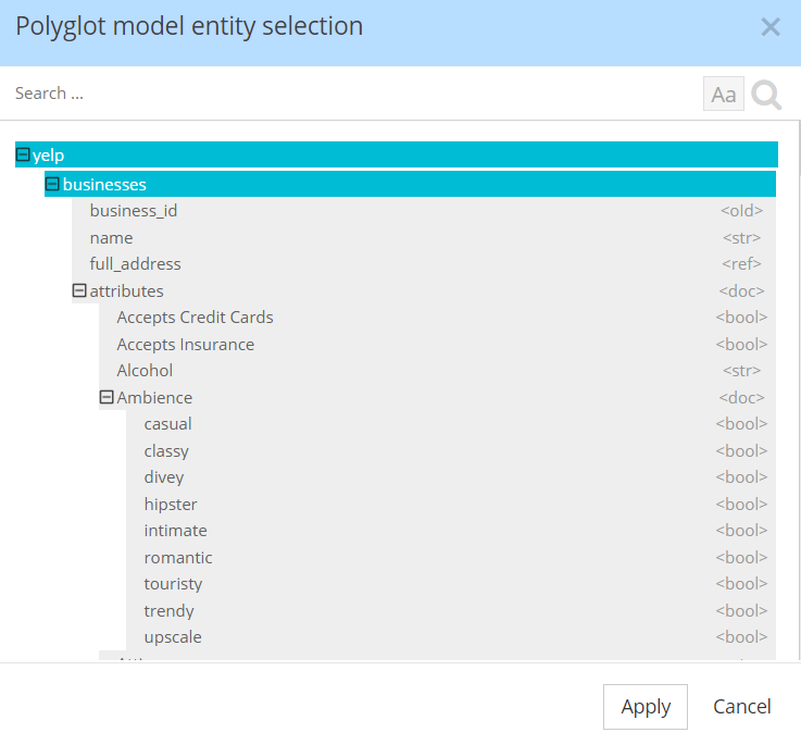 Polyglot - entity selection