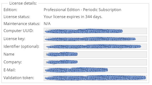 Registration -- license details