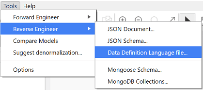 Reverse-Engineering -- DDL menu