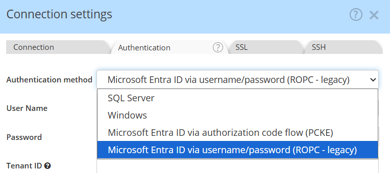 SQL Server - Entrq ID authentication legqcy
