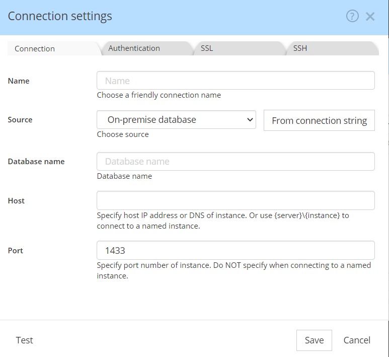 SQL Server Connection settings