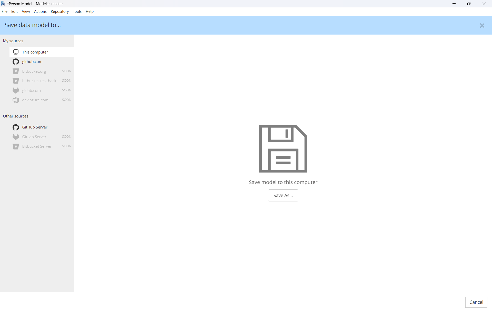 Save to this computer dialog