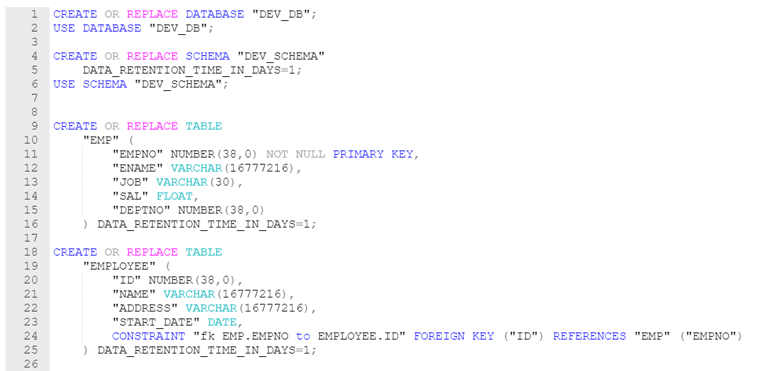 Snowflake DDL forward-engineering