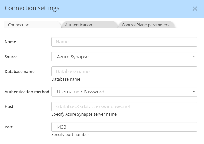 Synapse connection settings