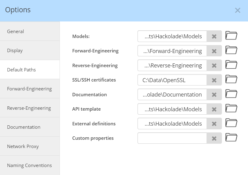 Tools - Options - Default Paths