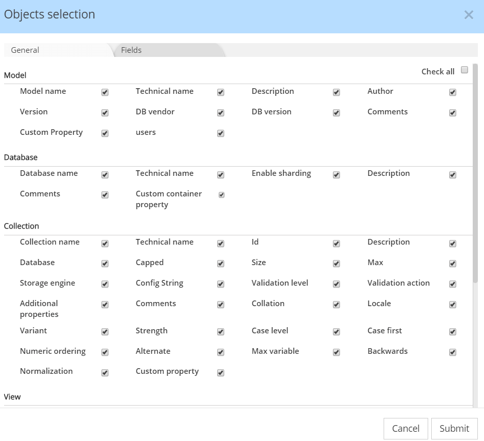 Tools Options - FE Excel Properties Selection