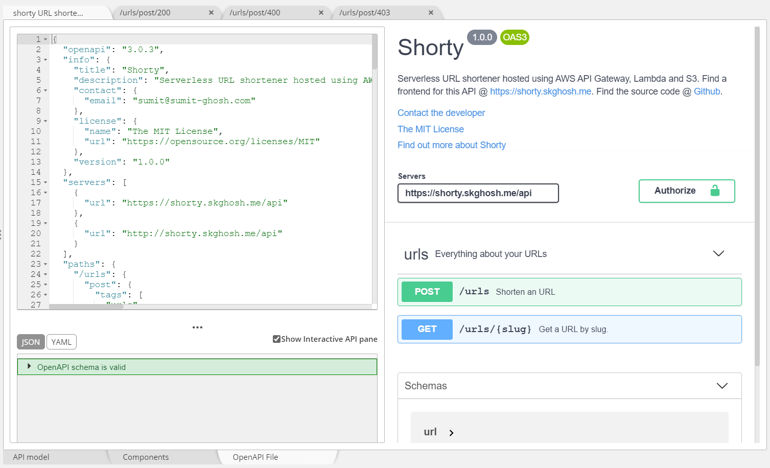 Tutorial OpenAPI interactive API pane