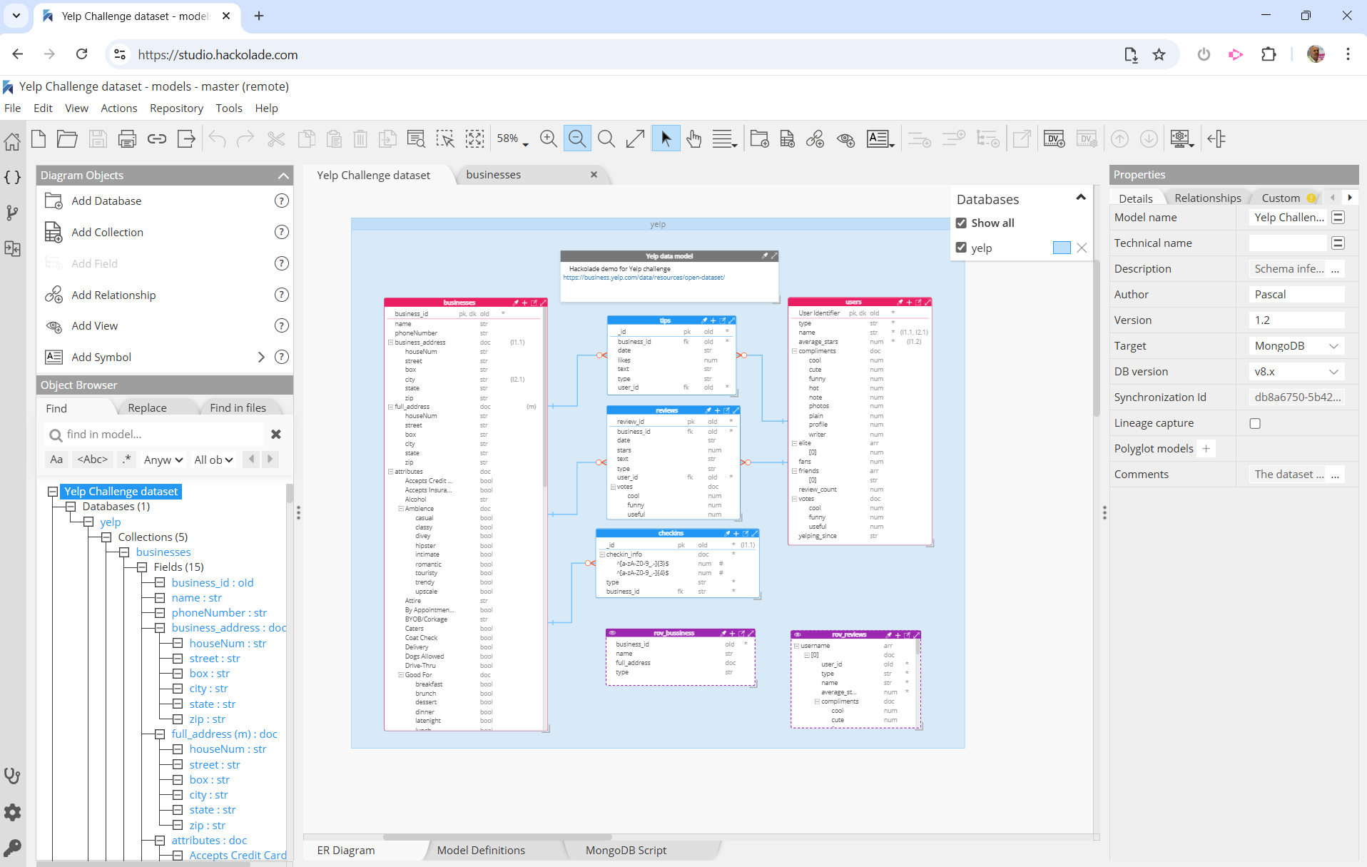 View data model in browser