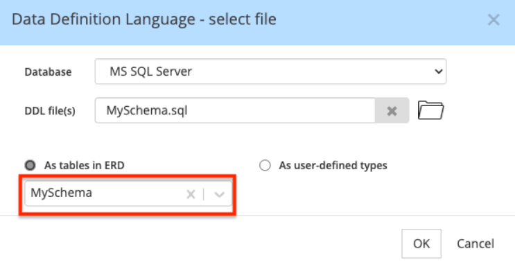 View reverse-engineer from DDL select schema