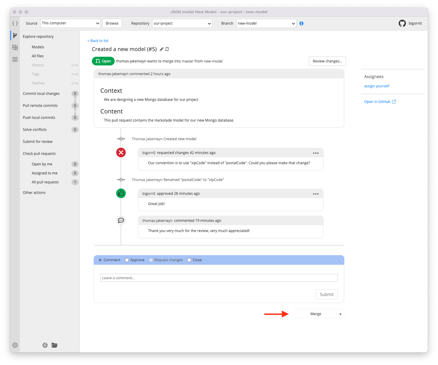 Workgroup change request merge