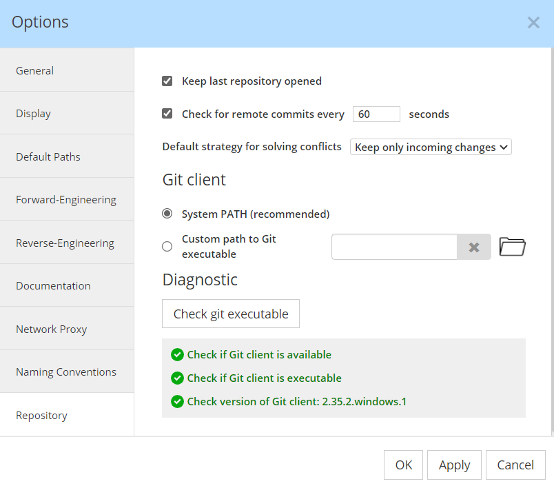 Workgroup tools options repository